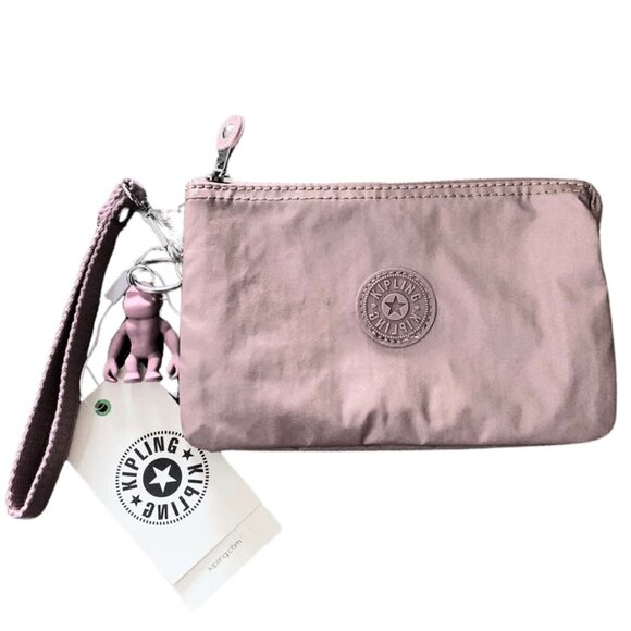 brand new Kipling CREATIVITY LARGE POUCHE metallic pink Multi-use make… - Picture 1 of 7